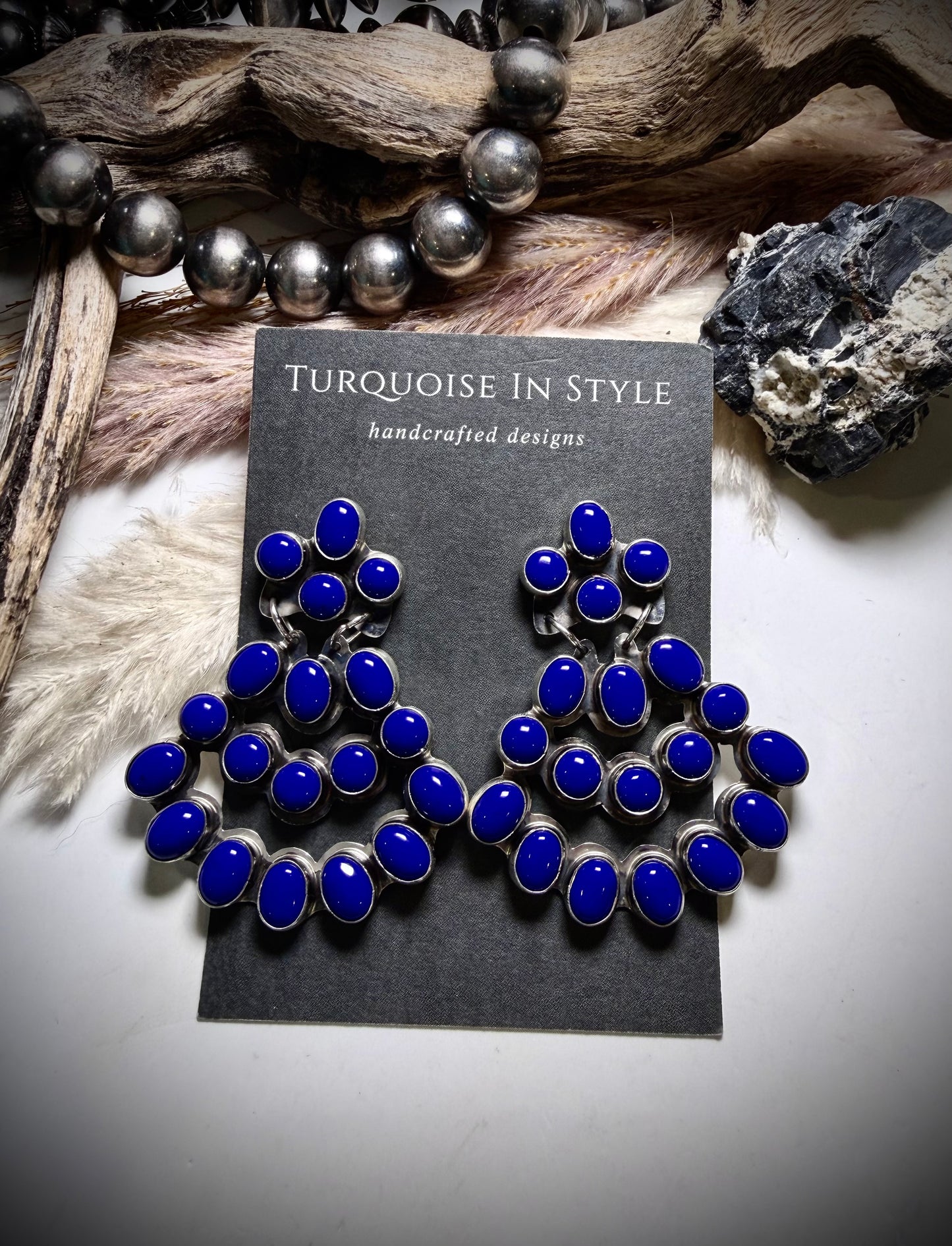 Lapis Chandelier Stud Dangle Earrings