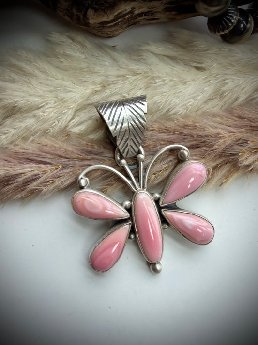 Pink Conch Butterfly Pendant