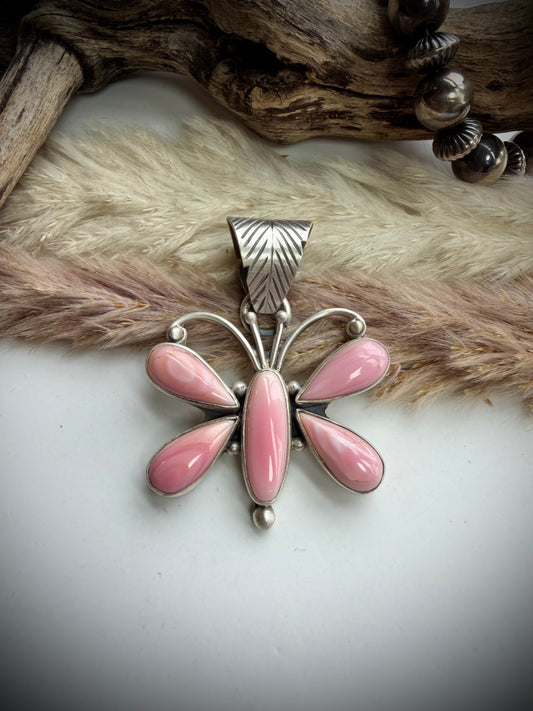Pink Conch Butterfly Pendant