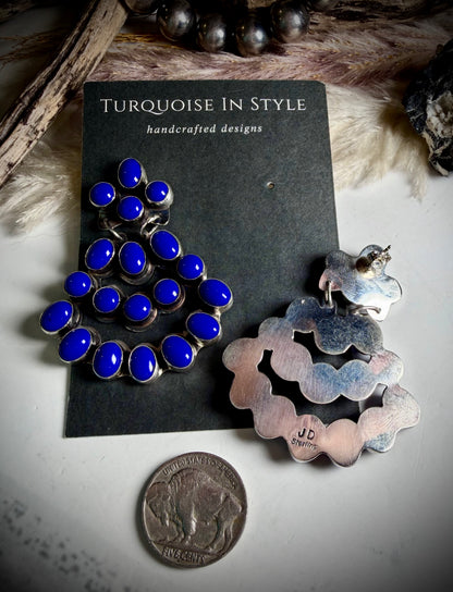 Lapis Chandelier Stud Dangle Earrings