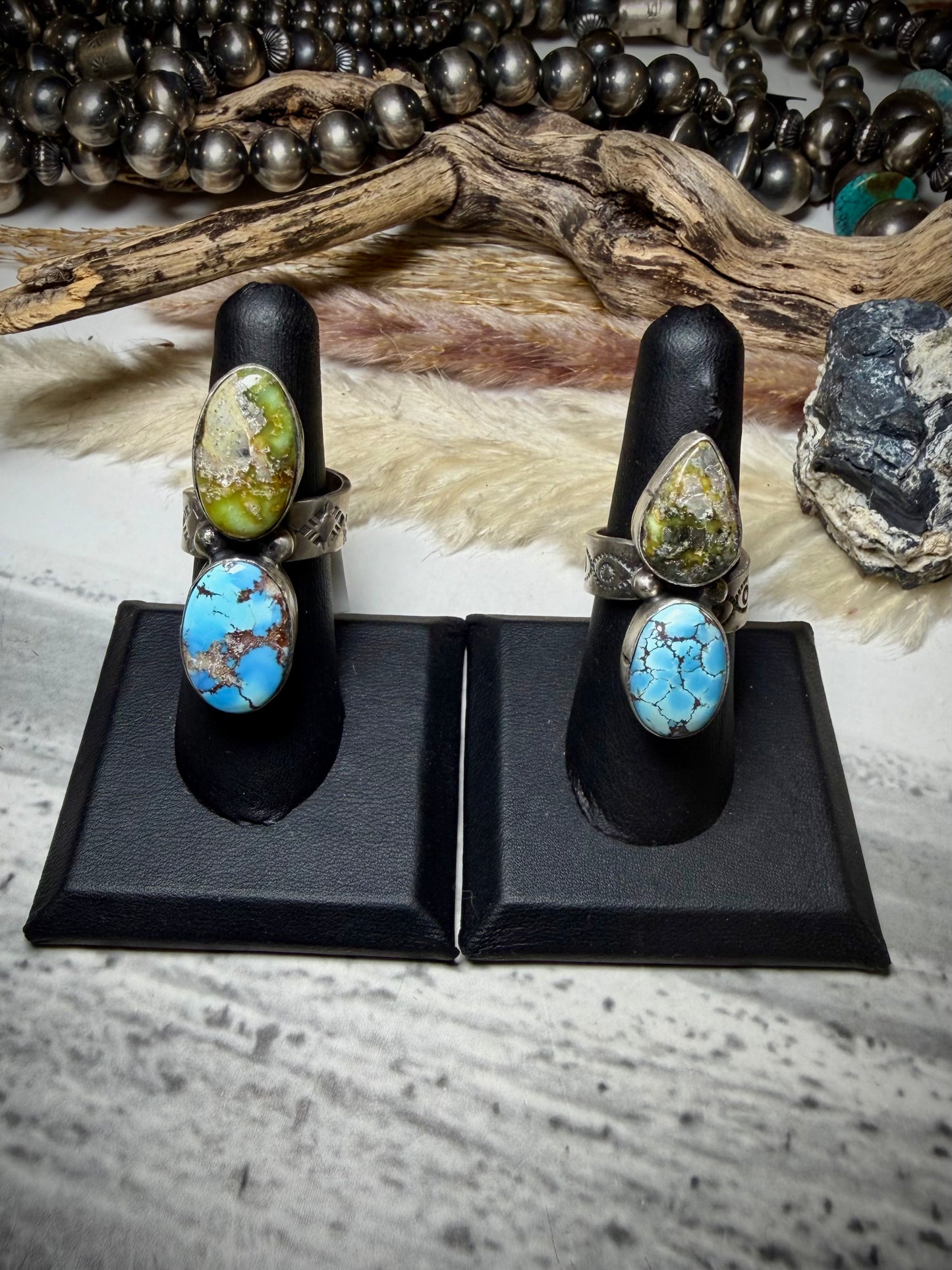 Adjustable Palomino & Golden Hills Turquoise Rings