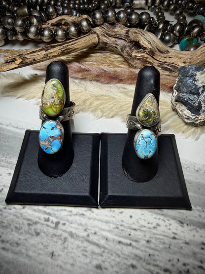 Adjustable Palomino & Golden Hills Turquoise Rings