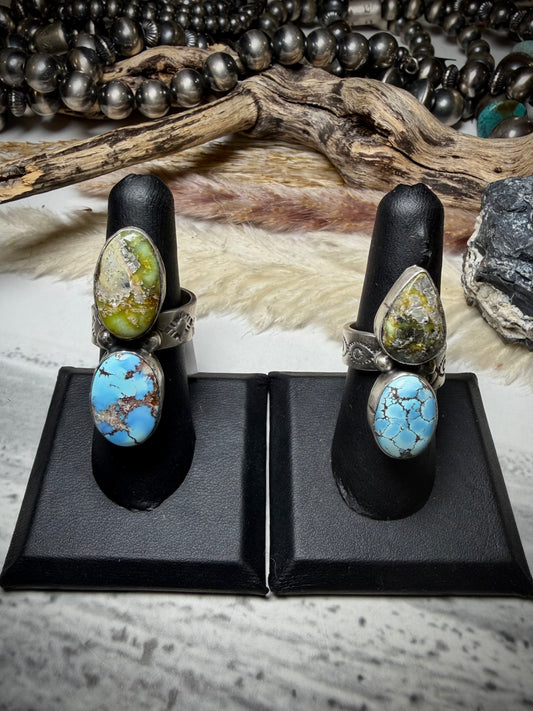 Adjustable Palomino & Golden Hills Turquoise Rings