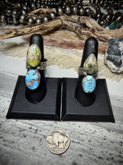 Adjustable Palomino & Golden Hills Turquoise Rings