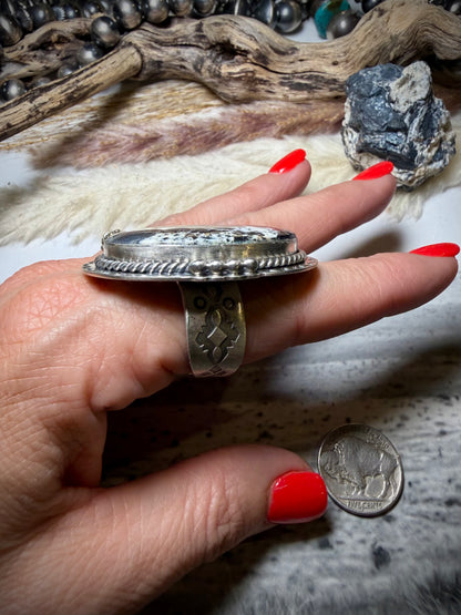 Adjustable White Buffalo Ring