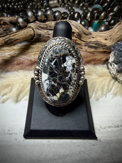 Adjustable White Buffalo Ring