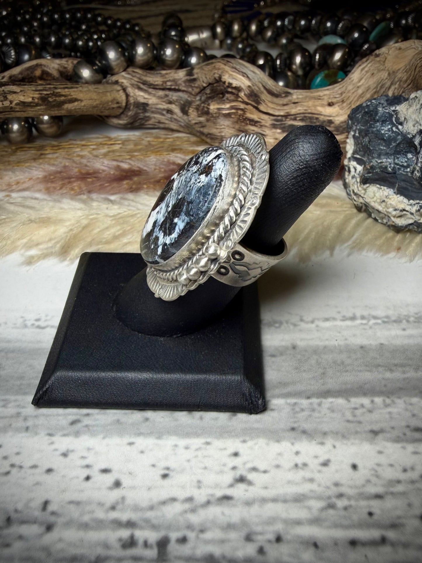 White Buffalo Ring- Adjustable
