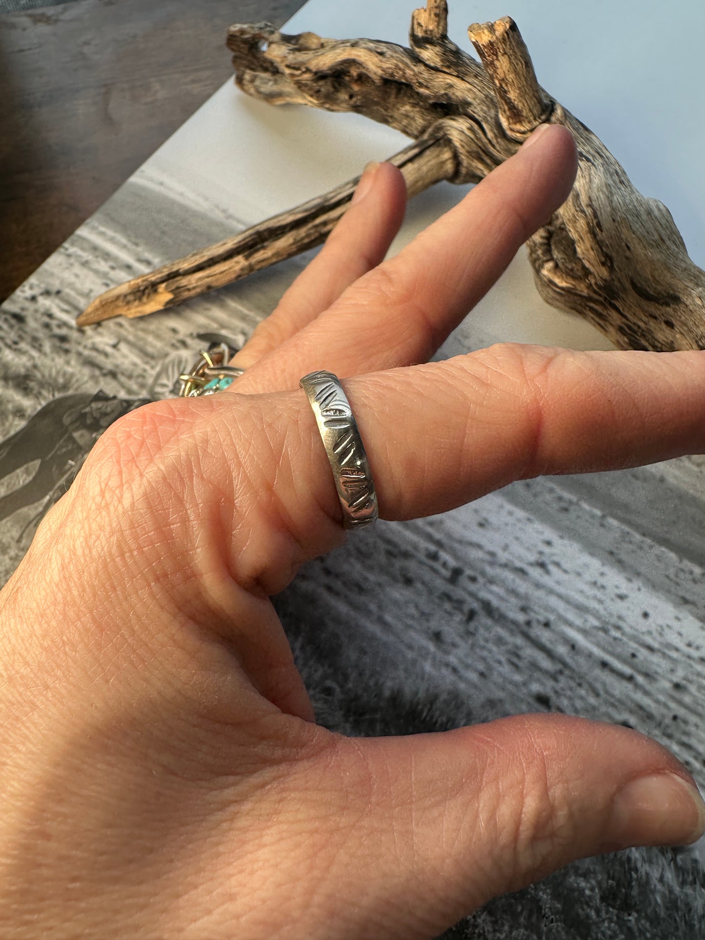 Elaine Tahe Stamped Silver Band