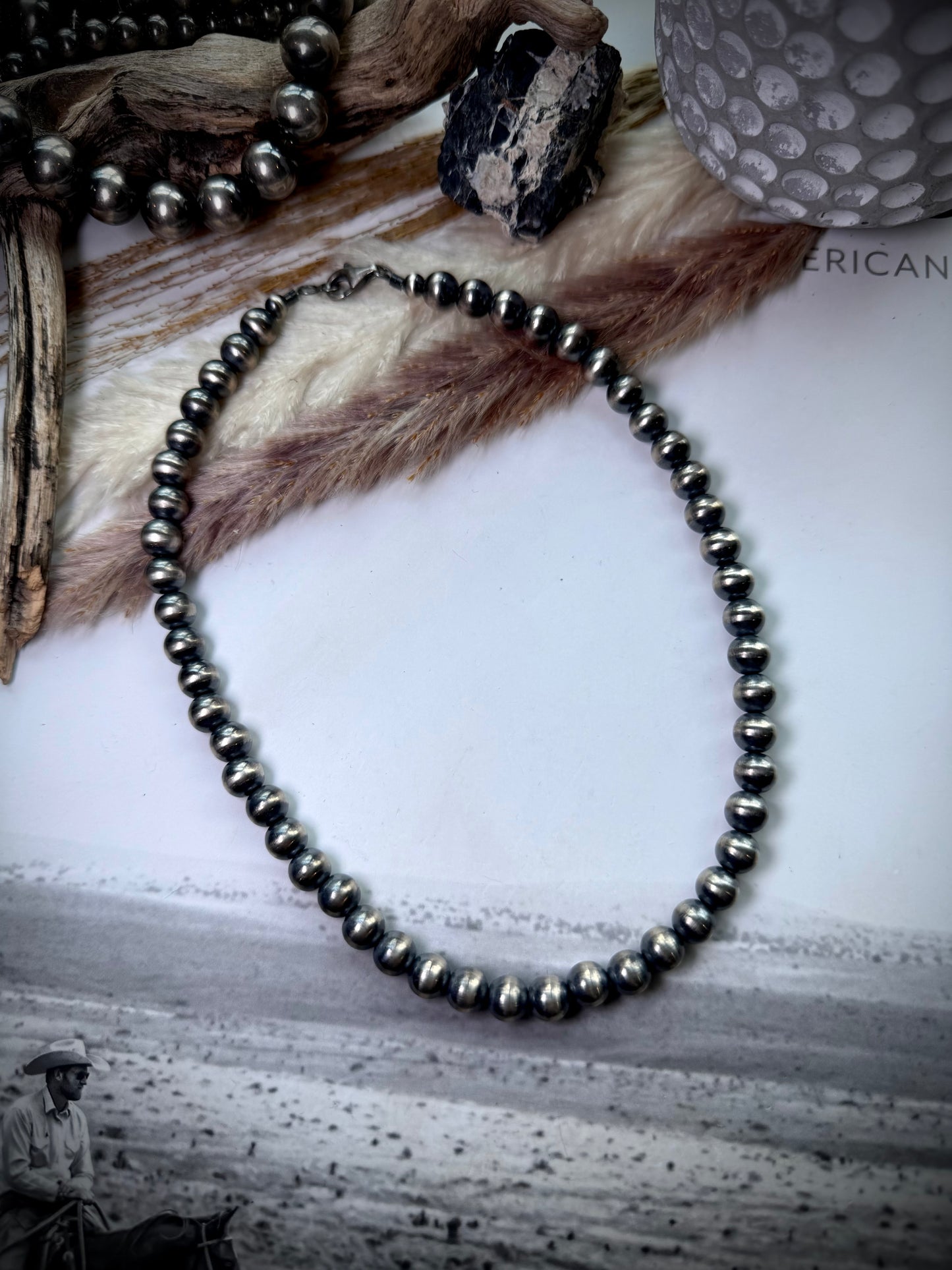8mm 16" Sterling Silver Pearl Necklace