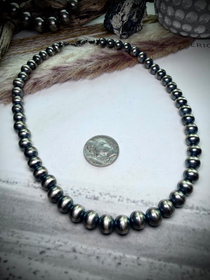 8mm 16" Sterling Silver Pearl Necklace