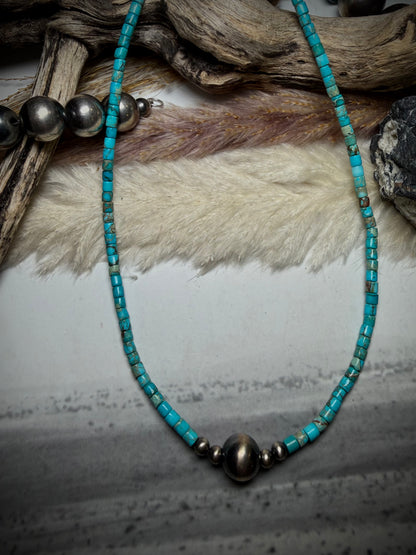 14" Sea Sediment Jasper Heishi Necklace