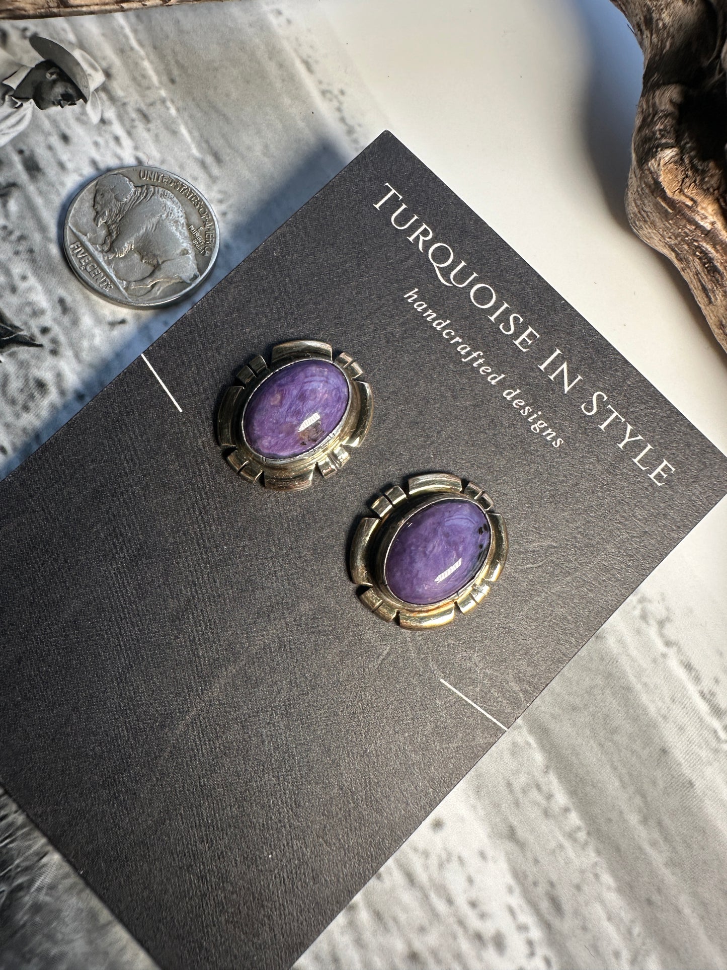 Vintage Charoite Studs