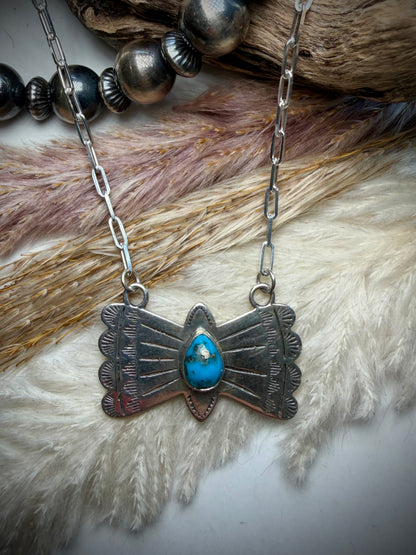 Butterfly Necklace with Sleeping Beauty Turquoise
