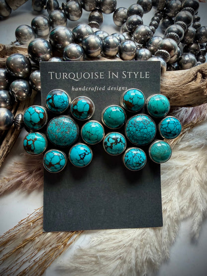 Federico Turquoise Cluster Earrings- Medium