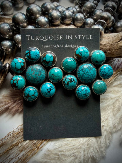 Federico Turquoise Cluster Earrings- Medium