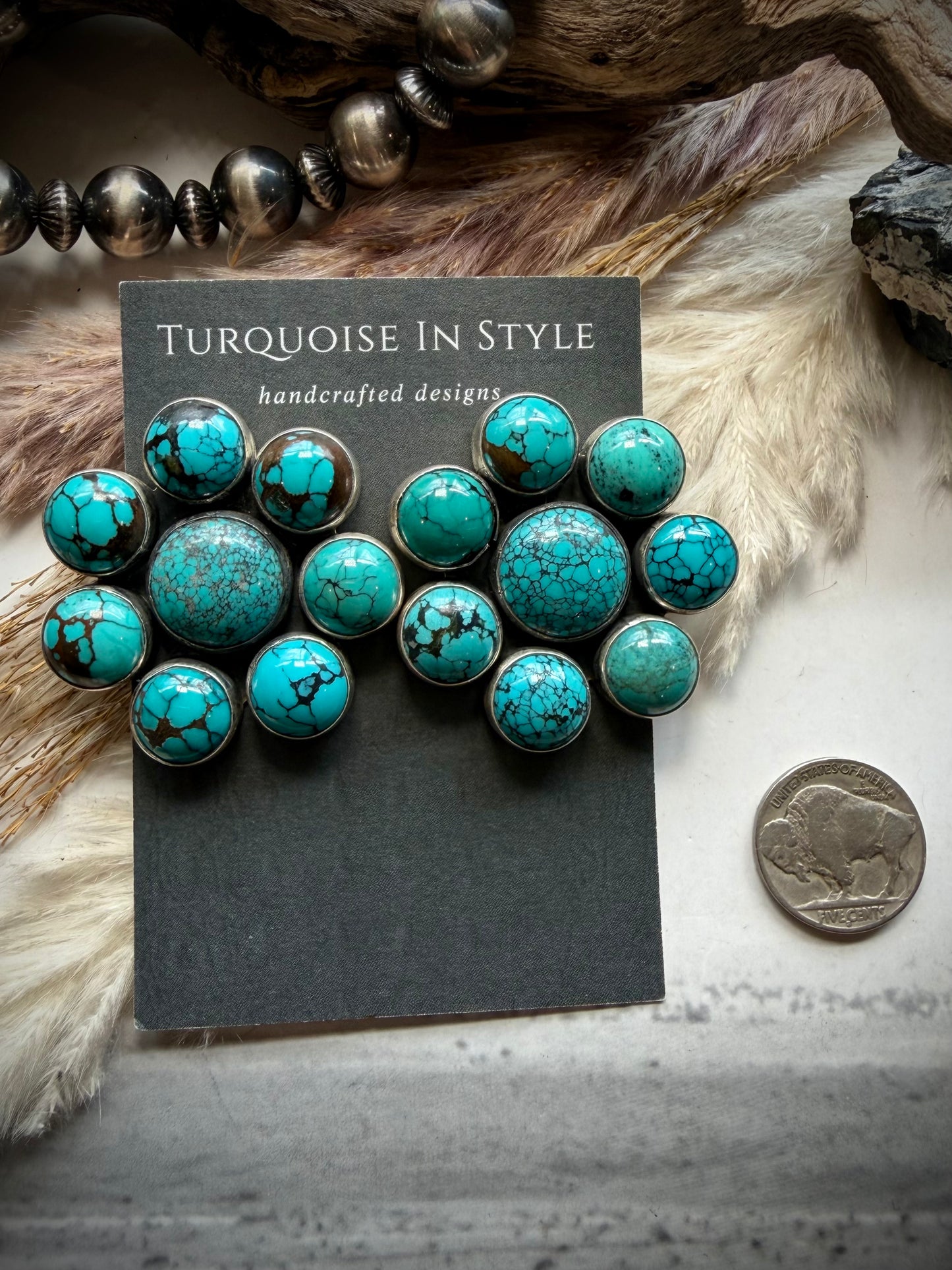 Federico Turquoise Cluster Earrings- Medium