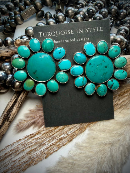 Federico Turquoise Cluster Earrings- Large
