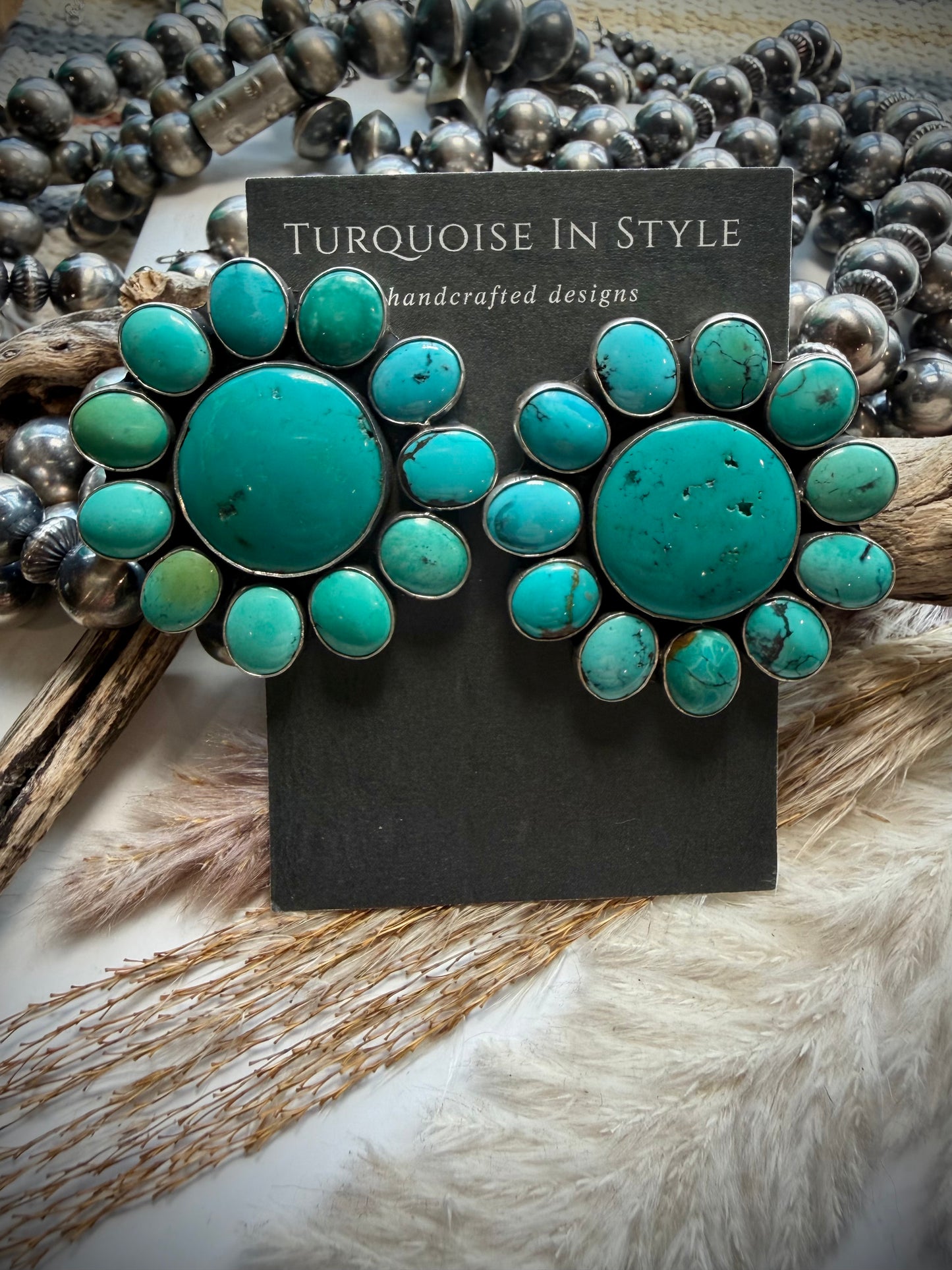Federico Turquoise Cluster Earrings- Large