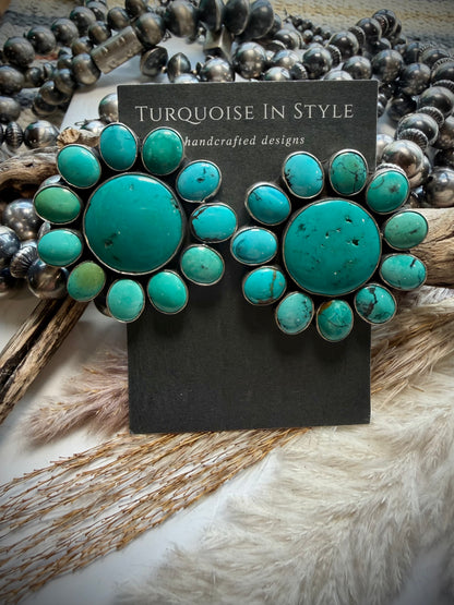 Federico Turquoise Cluster Earrings- Large