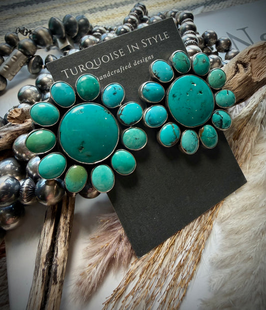 Federico Turquoise Cluster Earrings- Large