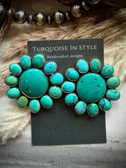 Federico Turquoise Cluster Earrings- Large