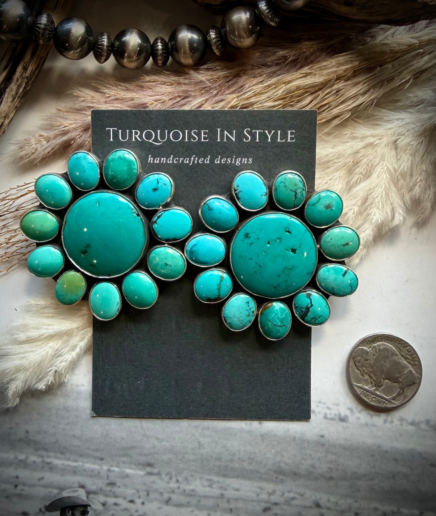 Federico Turquoise Cluster Earrings- Large
