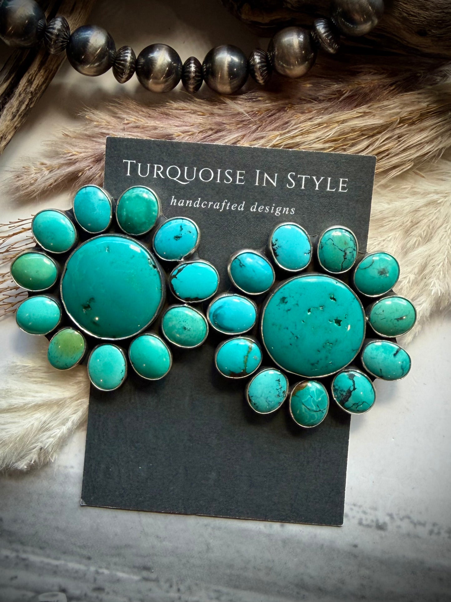 Federico Turquoise Cluster Earrings- Large