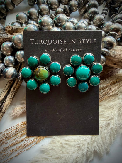 Federico Turquoise Cluster Earrings- Small
