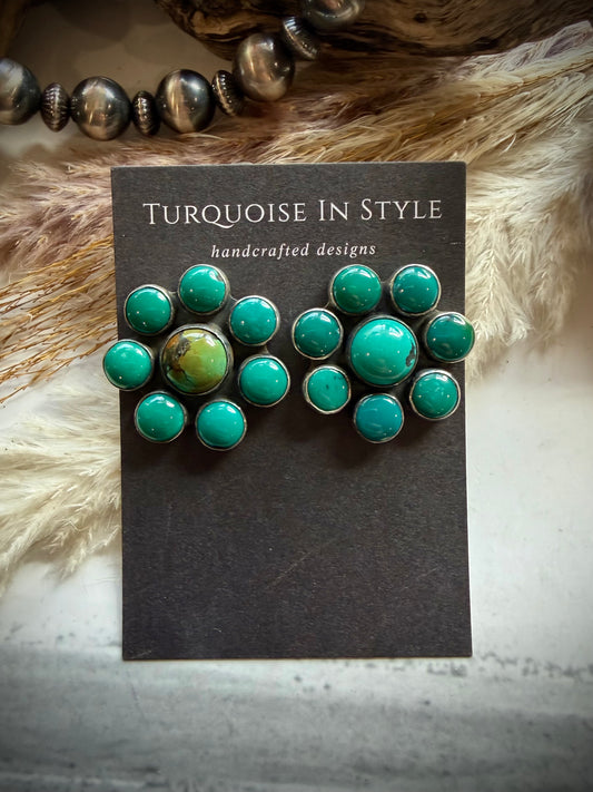 Federico Turquoise Cluster Earrings- Small