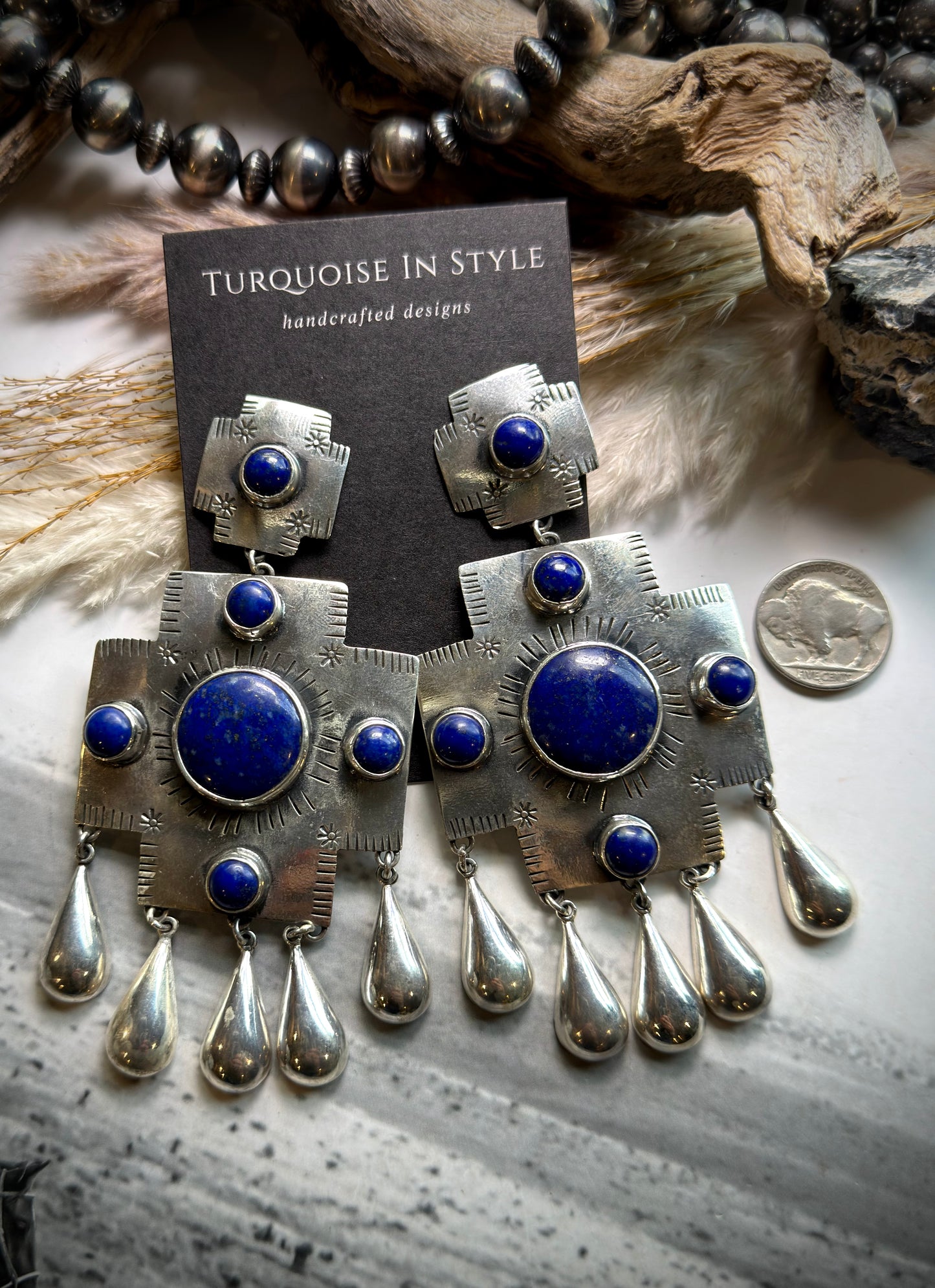 Federico Lapis Big Cross Earrings