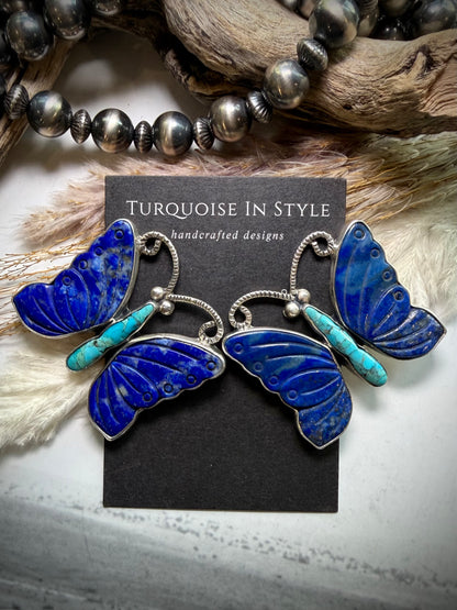 Federico Lapis & Turquoise Butterfly Earrings