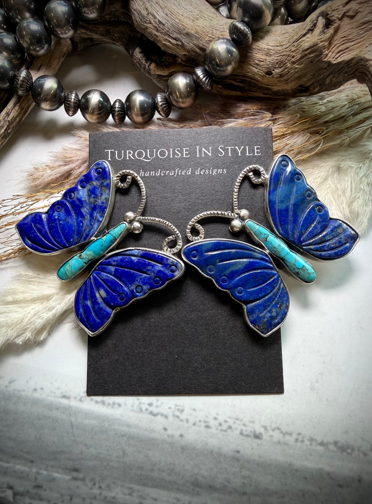 Federico Lapis & Turquoise Butterfly Earrings