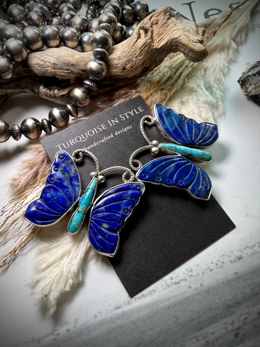 Federico Lapis & Turquoise Butterfly Earrings