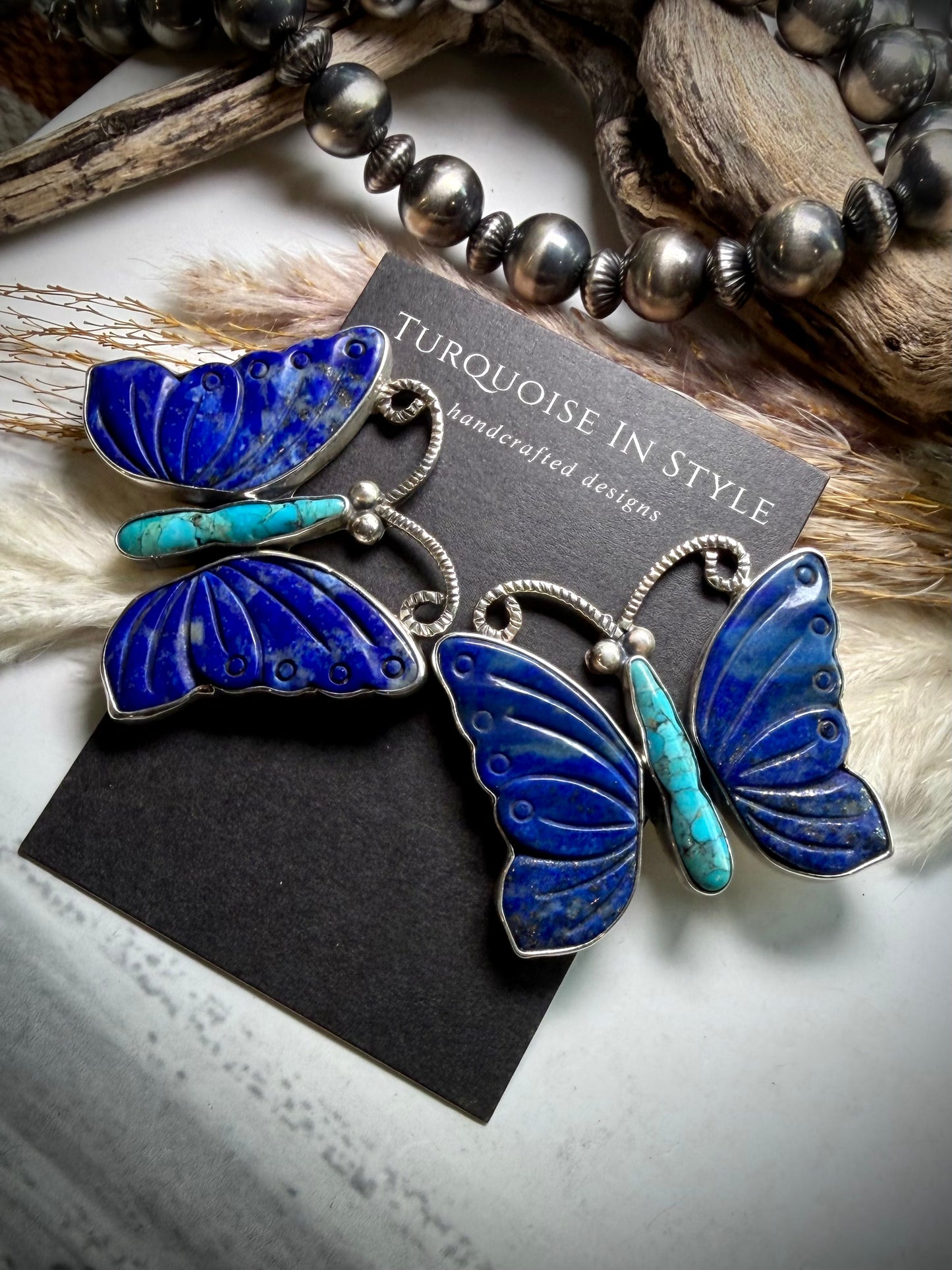 Federico Lapis & Turquoise Butterfly Earrings