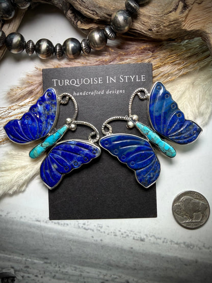 Federico Lapis & Turquoise Butterfly Earrings
