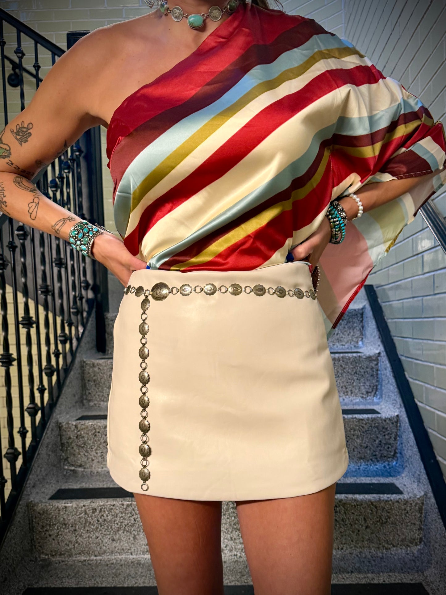 The Staple Faux Leather Skort — Cream