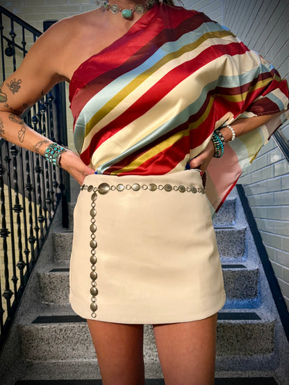The Staple Faux Leather Skort — Cream