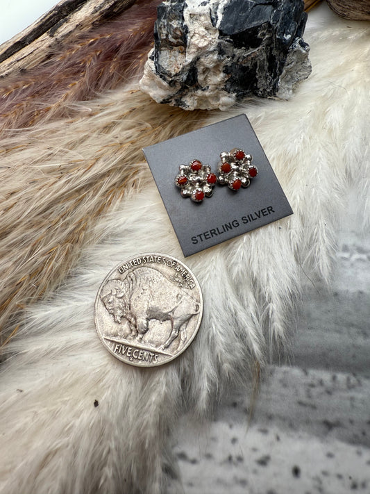 Sherry Boone Four Stone Red Coral Studs