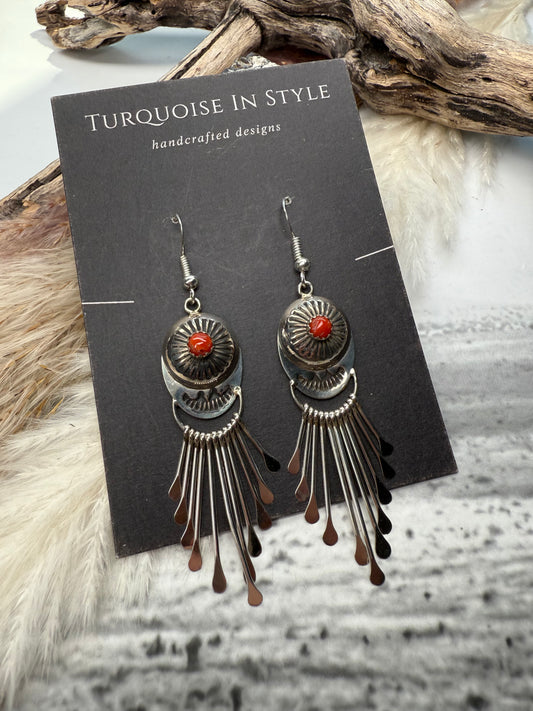 Paula Armstrong Red Coral Dangle Earrings