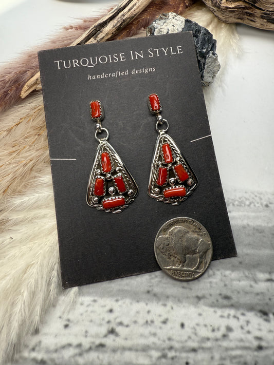 Melvin Chee Red Coral Stud Dangles