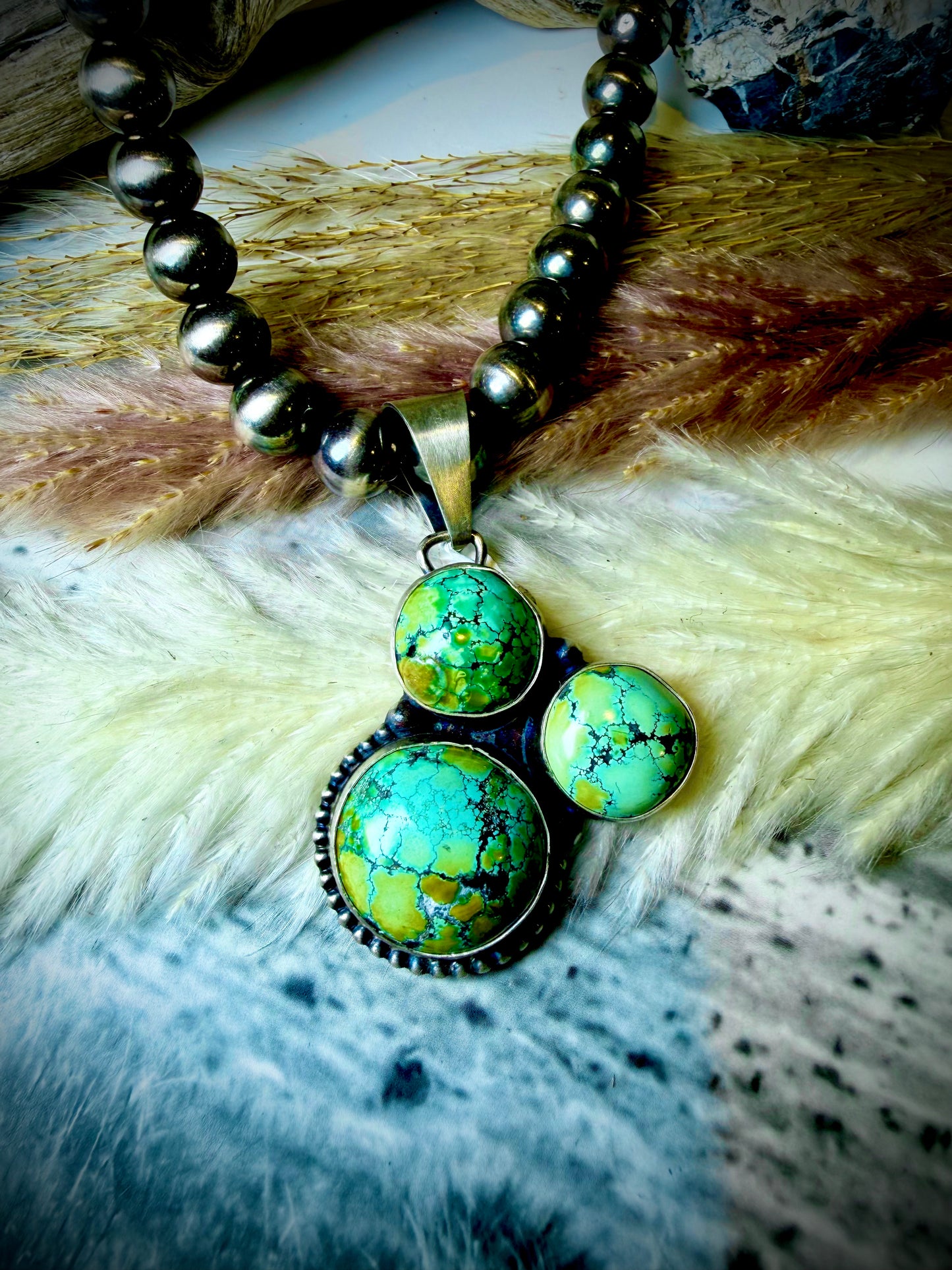Triple Moody Blue Moon Pendant