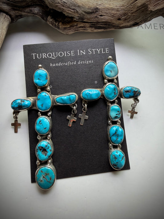 Federico Turquoise Cross Earrings