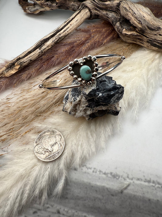 Sterling Silver with Turq Heart Cuff