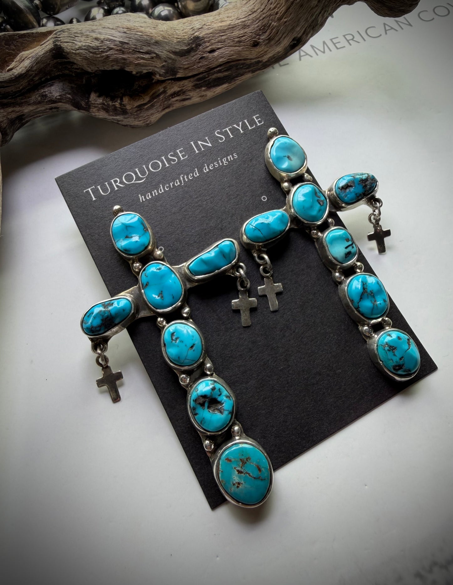 Federico Turquoise Cross Earrings