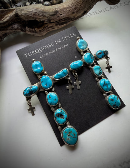 Federico Turquoise Cross Earrings