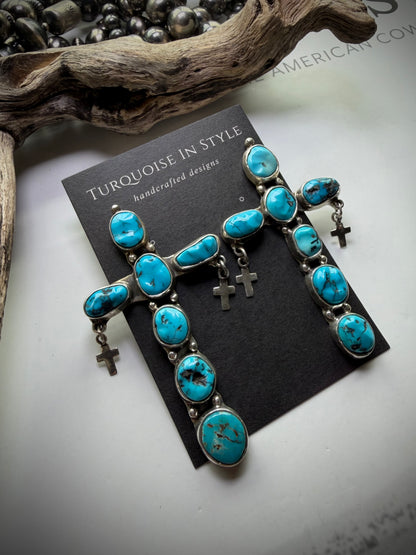 Federico Turquoise Cross Earrings