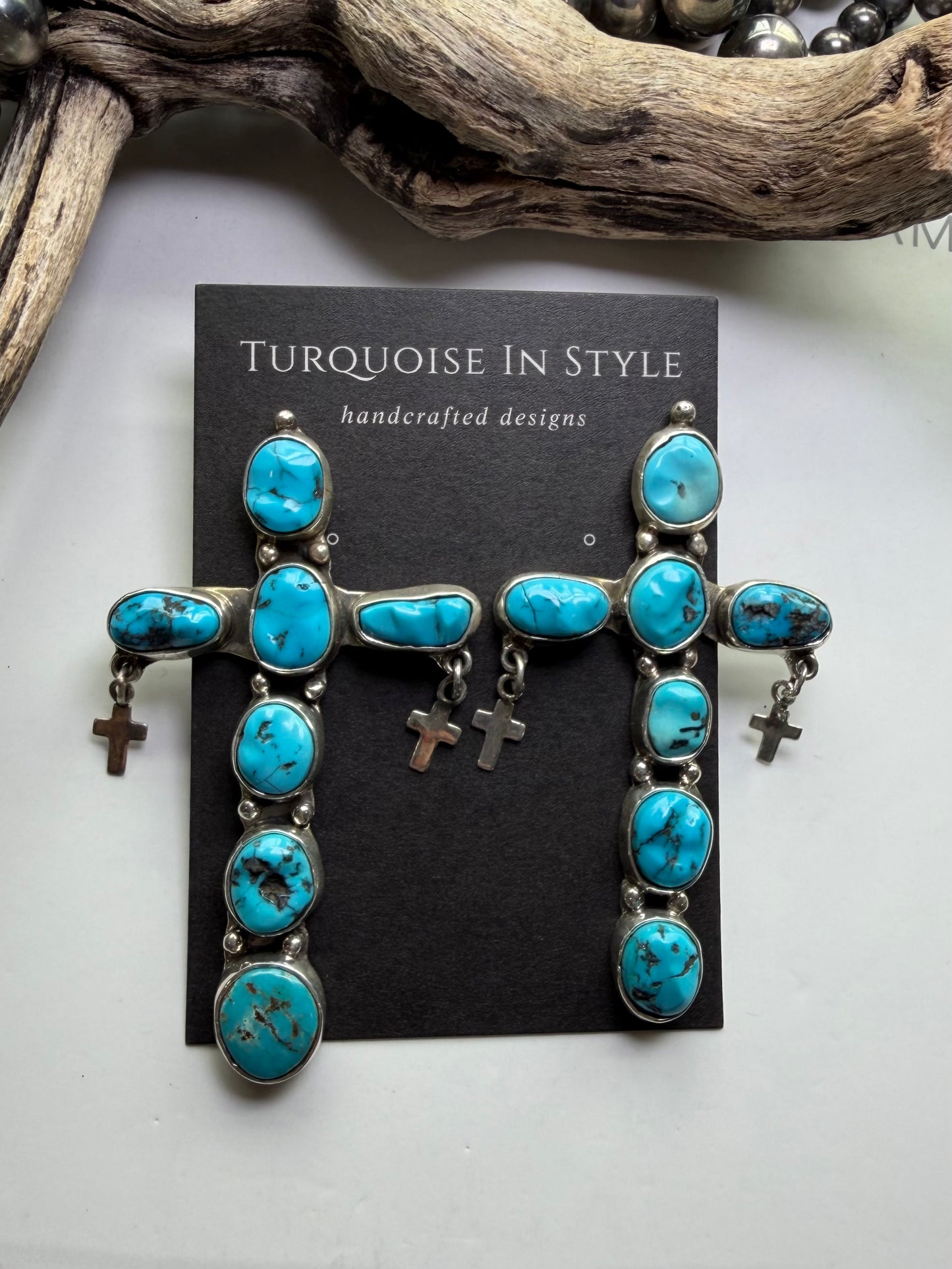 Federico Turquoise Cross Earrings