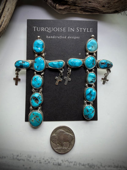 Federico Turquoise Cross Earrings