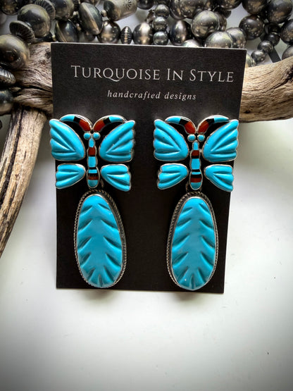 Federico Sleeping Beauty Turquoise Butterfly Earrings