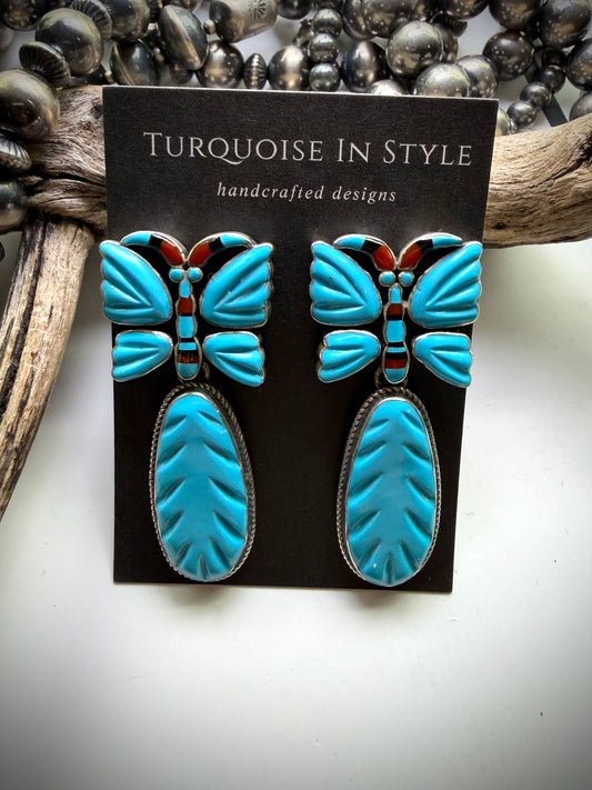 Federico Sleeping Beauty Turquoise Butterfly Earrings